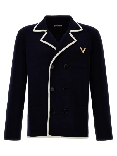 Shop Valentino V Detail Sweater, Cardigans Blue