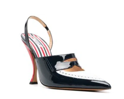 Thom Browne Curved-heel 120mm Leather Pumps In Red/white