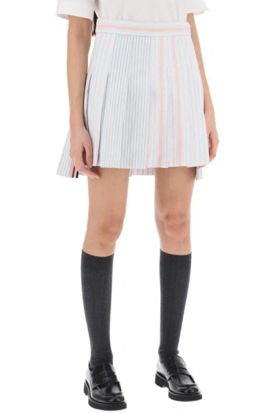 Shop Thom Browne Funmix Striped Oxford Mini Skirt In Multicolor