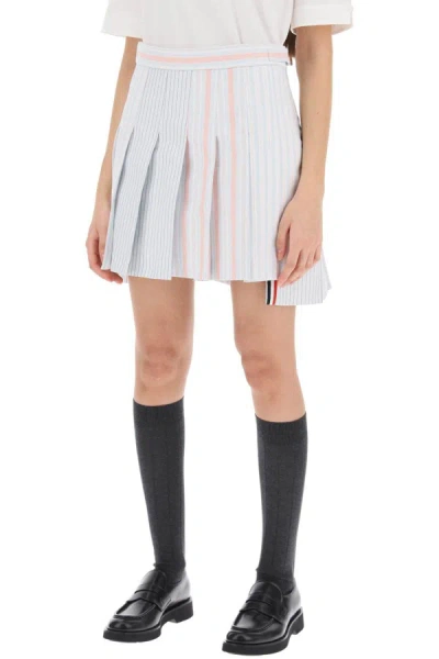 Shop Thom Browne Funmix Striped Oxford Mini Skirt In Multicolor