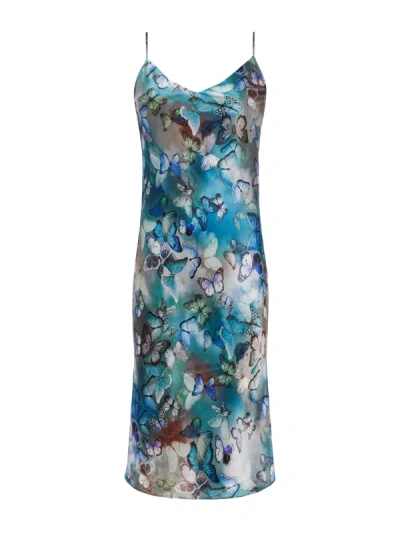 Shop L Agence Jodie Silk Slip Dress In Multi Butterfly Cloud