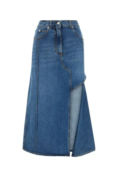 Shop Alexander Mcqueen Skirts In Bluestonewash