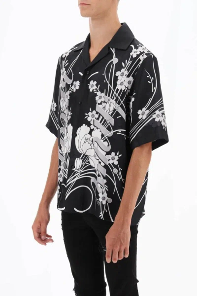 Shop Amiri Bowling Shirt With Floral Motif In Black