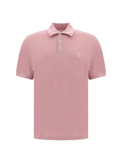 Shop Brunello Cucinelli Polo Shirts In Rosa+off White+perla