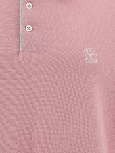 Shop Brunello Cucinelli Polo Shirts In Rosa+off White+perla