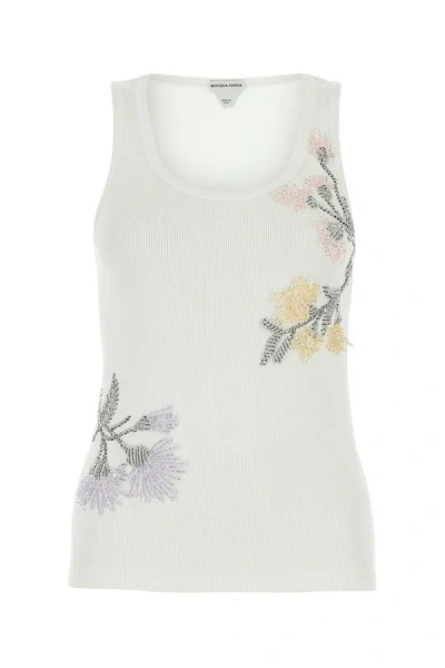 Bottega Veneta Embroidered Cotton Tank Top In Chalk