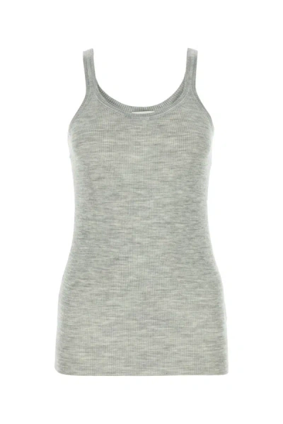 Bottega Veneta Melange Grey Wool Tank Top In Grey