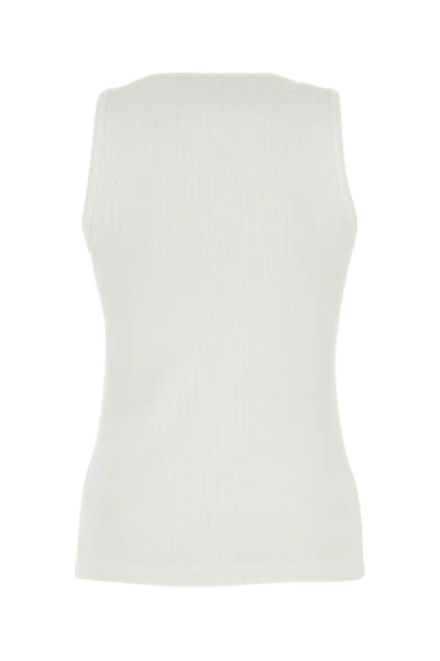 Bottega Veneta Embroidered Cotton Tank Top In Chalk