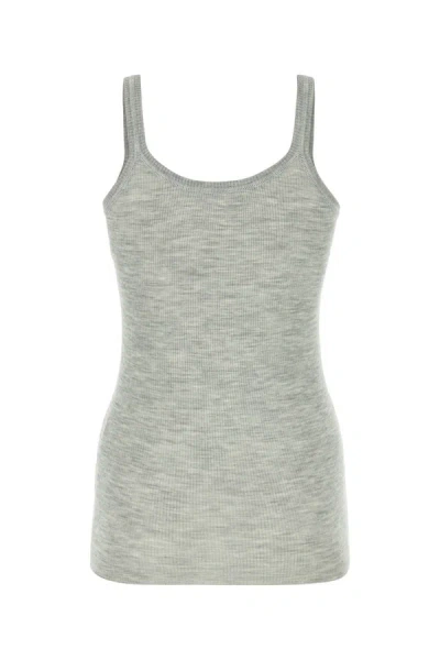 Bottega Veneta Melange Grey Wool Tank Top In Grey