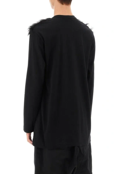 Shop Comme Des Garçons Homme Deux Comme Des Garcons Homme Plus Faux Fur Sleeve T-shirt In Black
