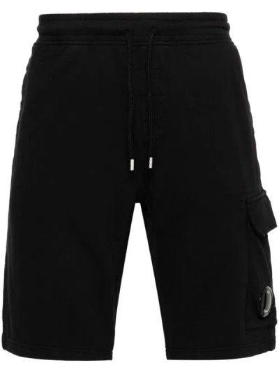 Shop C.p. Company Light Fleece Utility Shorts Clothing In Black