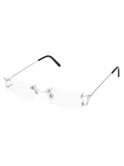 Shop Cartier Optical In 002 Silver Shiny Transparent