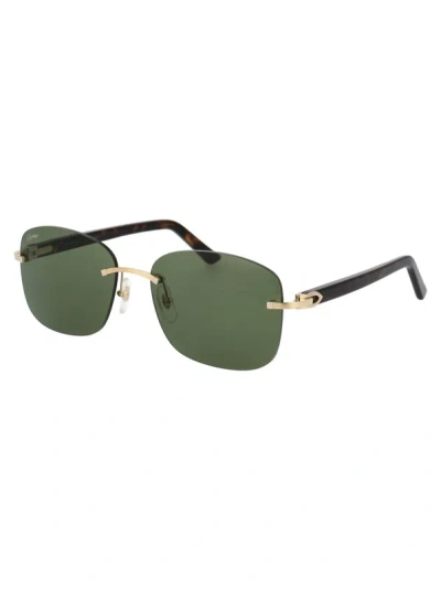 Shop Cartier Sunglasses In 002 Gold Havana Green