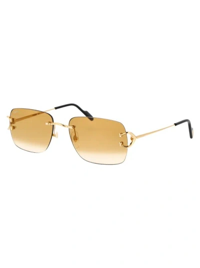 Shop Cartier Sunglasses In 003 Gold Gold Yellow