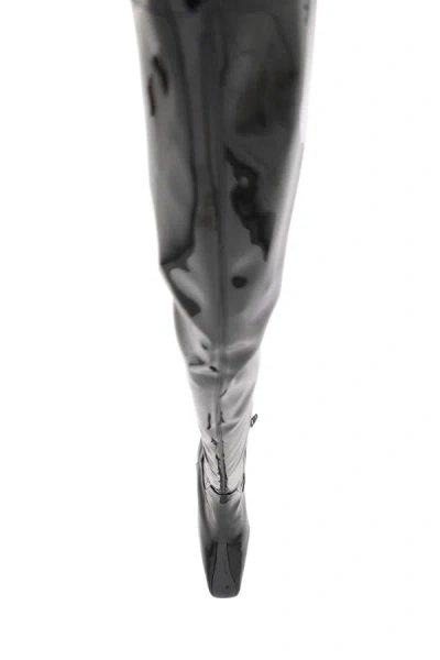Shop Coperni Stretch Patent Faux Leather Cuissardes Boots In Black