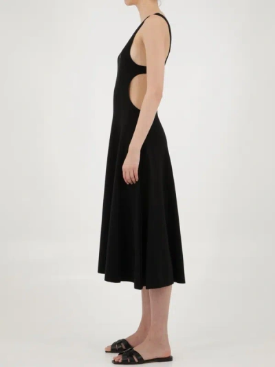 Saint Laurent Sleeveless Black Wool A-line Dress With Cut-out Details For Women In Black