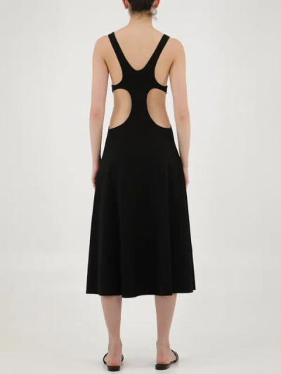 Saint Laurent Sleeveless Black Wool A-line Dress With Cut-out Details For Women In Black