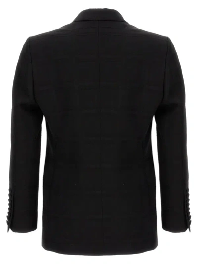 Etro Double-breasted Jacket With Check Pattern In Black