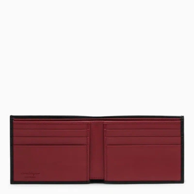 Shop Ferragamo Black/red Gancini Bi-fold Wallet