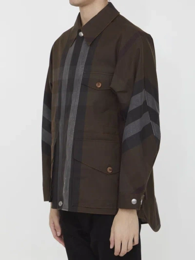 Shop Burberry Field Check Jacket In Brown