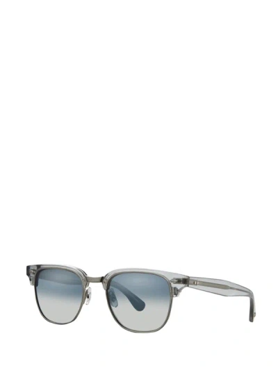 Shop Garrett Leight Sunglasses In Llg-brushed Silver/indigo Layered Mirror