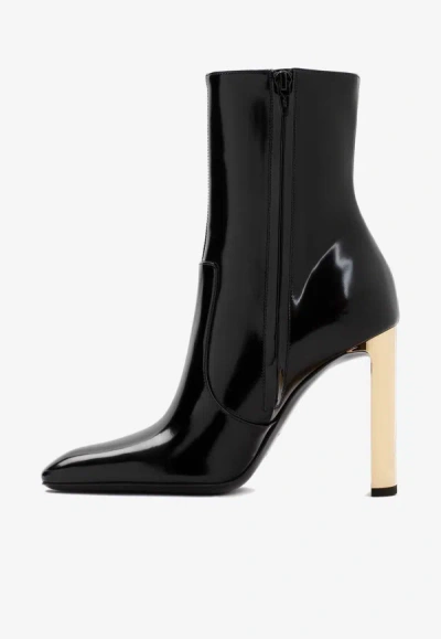 Shop Saint Laurent Auteuil 105 Leather Boots In Black