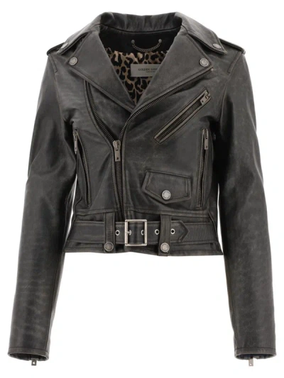 Shop Golden Goose "destiny" Leather Jacket In Black