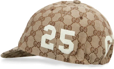 Shop Gucci All Over Logo Baseball Cap In Beige