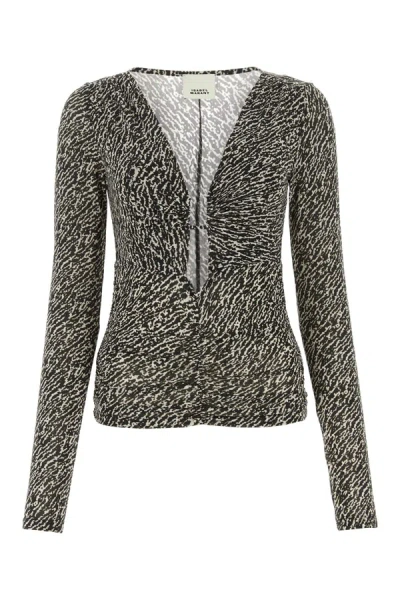 Isabel Marant Laura Abstract Printed Top In Black