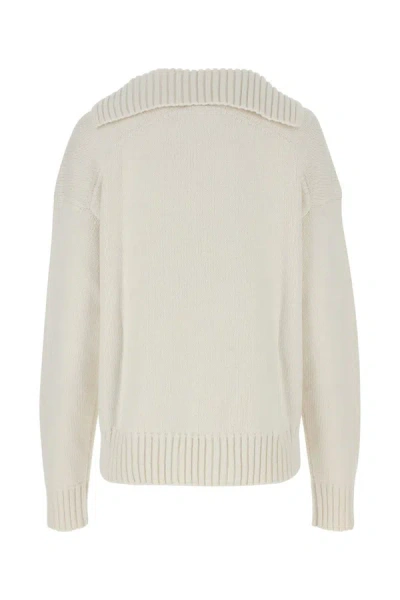 Jil Sander Ivory Cashmere Blend Oversize Sweater In 107