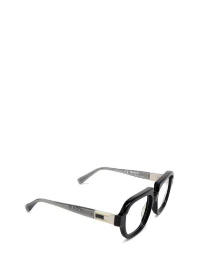 Shop Kuboraum Eyeglasses In Black Shine & Transparent Grey