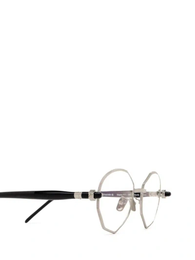 Shop Kuboraum Eyeglasses In Silver & Black Shine & Black Matt