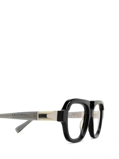 Shop Kuboraum Eyeglasses In Black Shine & Transparent Grey