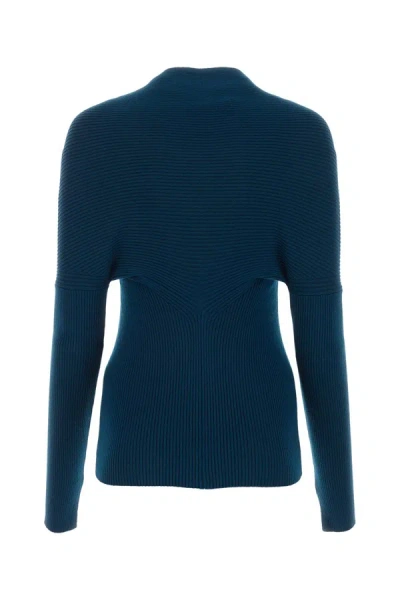 Lanvin Petrol Blue In Stretch Wool Blend Cardigan In Sapphire