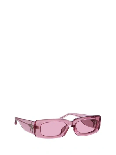 Shop Linda Farrow Sunglasses In Powder Pink / Silver