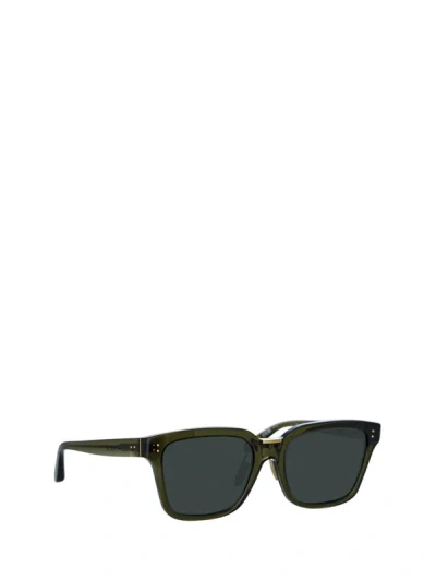Shop Linda Farrow Sunglasses In Translucent Green / Light Gold