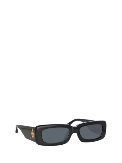 Shop Linda Farrow Sunglasses In Black / Yellow Gold