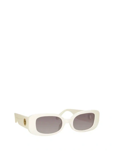 Shop Linda Farrow Sunglasses In White / Light Gold