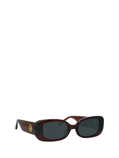 Shop Linda Farrow Sunglasses In Dark Brown / Light Brown