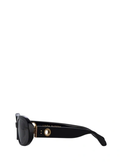 Shop Linda Farrow Sunglasses In Black / Yellow Gold