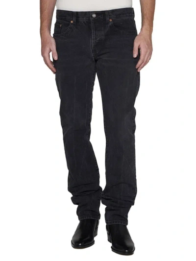 Shop Saint Laurent Jeans In Used Paris Black