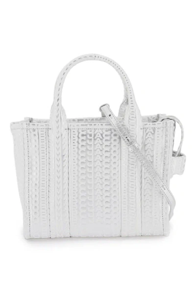 Shop Marc Jacobs The Monogram Metallic Small Tote Bag In Silver
