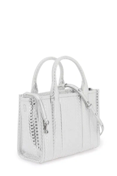 Shop Marc Jacobs The Monogram Metallic Small Tote Bag In Silver