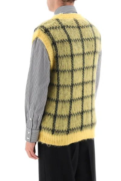 Shop Marni Brushed-mohair Vest With Check Motif In Multicolor