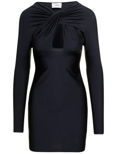 Shop Coperni Mini Black Dress With Twisted Cut-out Detail In Stretch Polyamide Woman