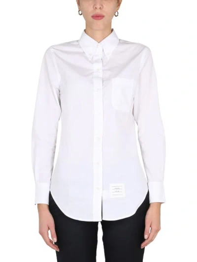 Thom Browne Shirt With Back Loop Detail And Chest Pocket In White