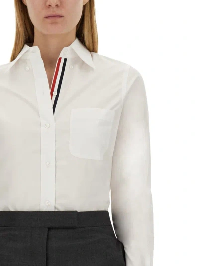 Thom Browne Shirt With Back Loop Detail And Chest Pocket In White