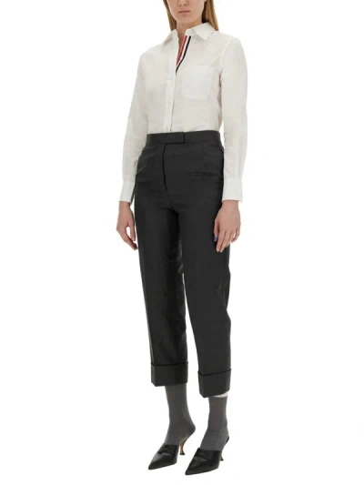 Thom Browne Shirt With Back Loop Detail And Chest Pocket In White