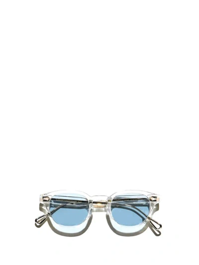 Shop Moscot Sunglasses In Crystal/gold (blue)