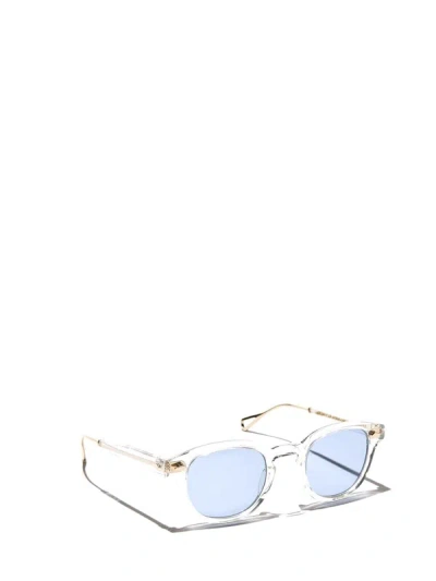 Shop Moscot Sunglasses In Crystal/gold (blue)
